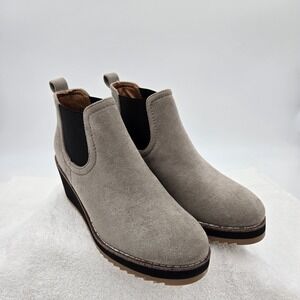 Corky's Love You A Latte Wedge Chelsea Slip On Booties Womens Size 7 Gray Black